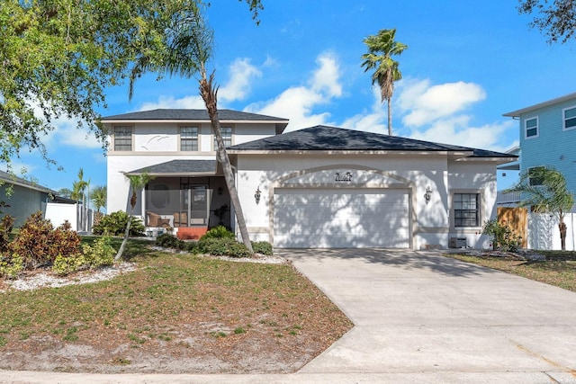 6606 Dolphin Cove Dr, Apollo Beach, FL 33572 - traditional home featuring stucco siding, a garage, and concrete driveway