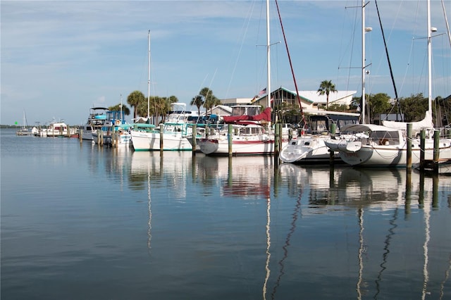 view of dock featuring a water view