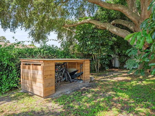 view of poultry coop with fence