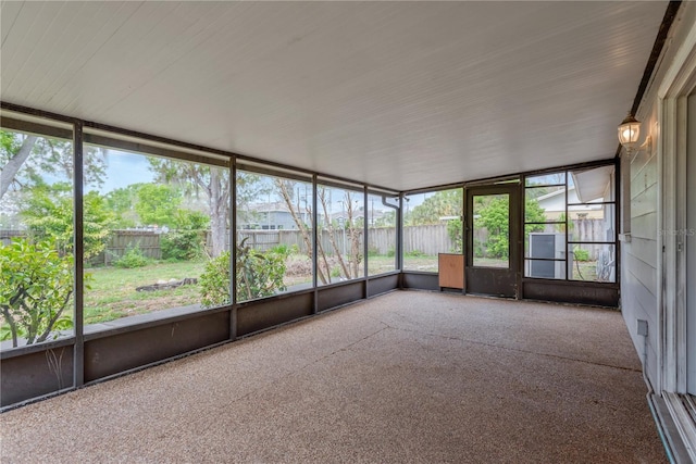 view of unfurnished sunroom