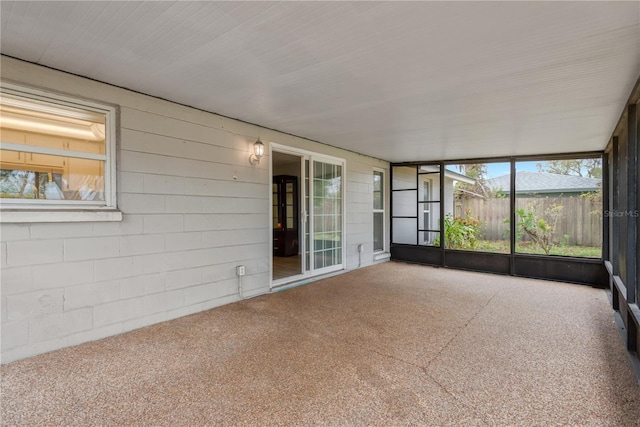 view of unfurnished sunroom