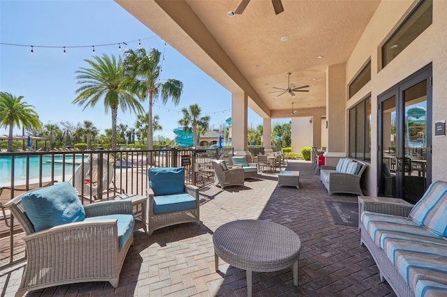 view of patio / terrace with outdoor lounge area and ceiling fan