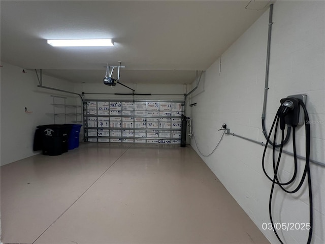 garage with a garage door opener