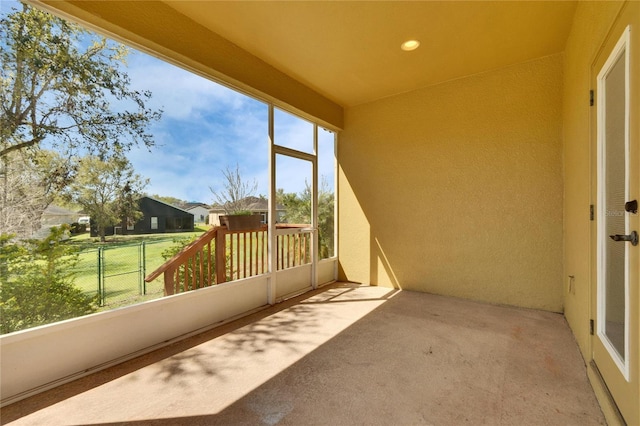 view of unfurnished sunroom