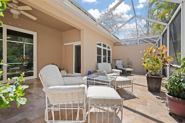 3798 Darston St, Palm Harbor, FL 34685 - view of patio / terrace with a lanai and ceiling fan