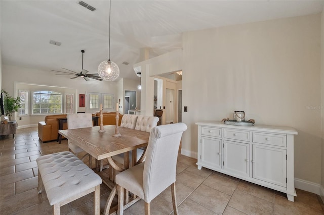 dining area with visible vents and baseboards