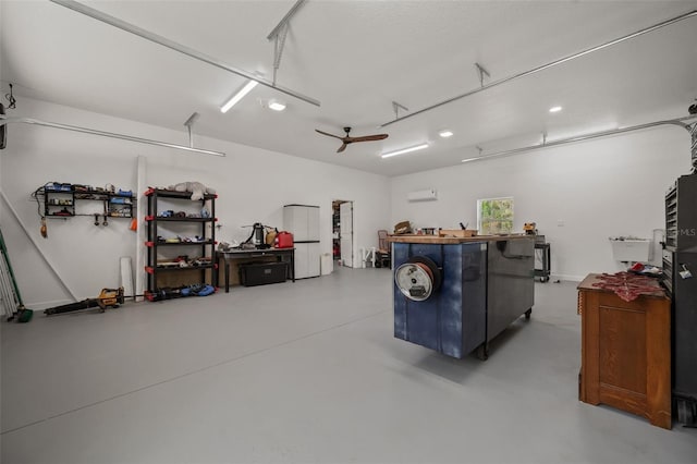 garage with freestanding refrigerator