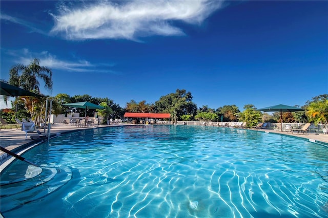 community pool with a patio