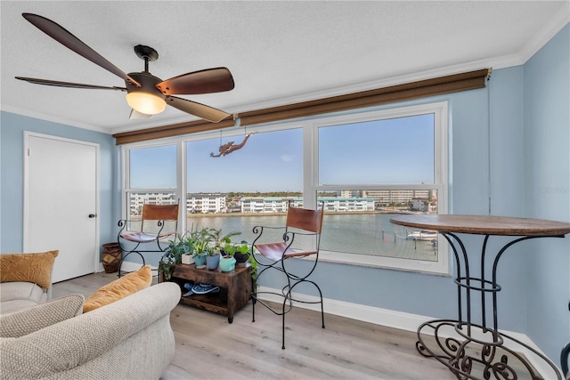 sunroom with a ceiling fan