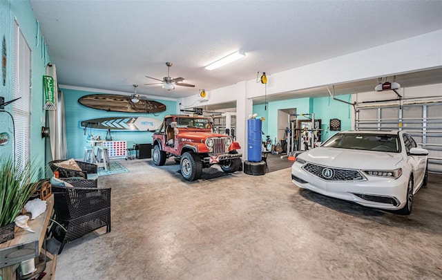 garage with a garage door opener