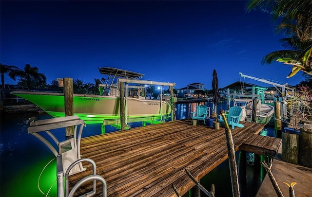 dock area featuring boat lift