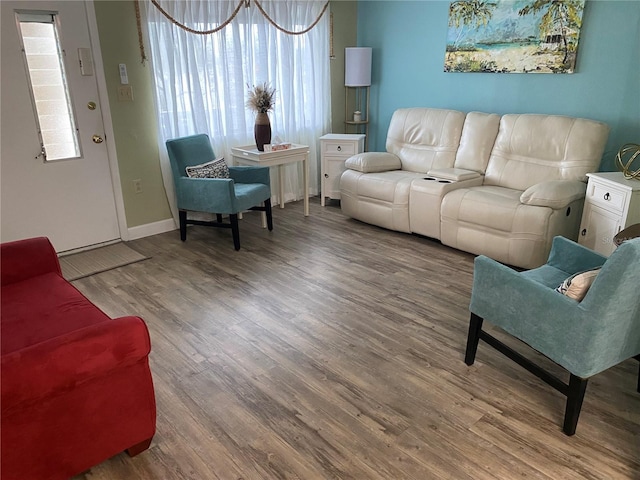 11201 80th Ave Unit 305, Seminole, FL 33772 - living room featuring wood finished floors and baseboards