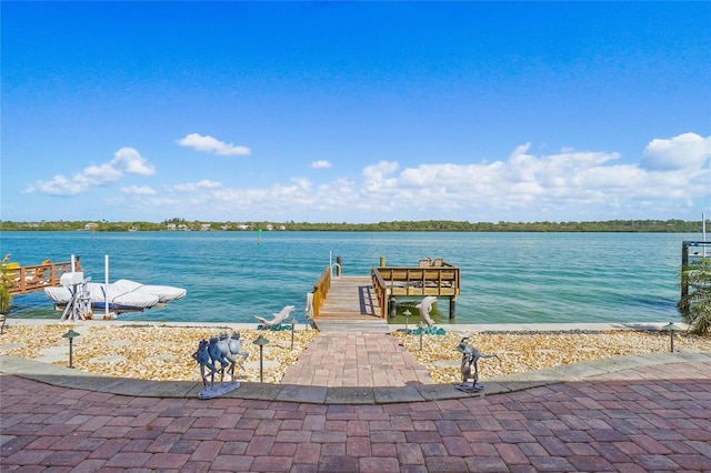 view of dock featuring a water view