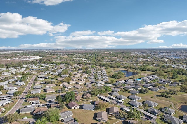 aerial view featuring a residential view and a water view