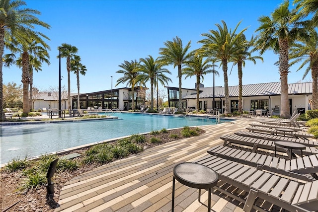 community pool with a patio