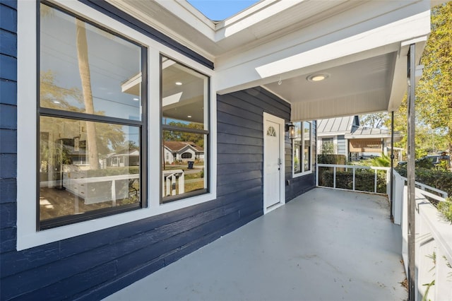 view of patio featuring a porch