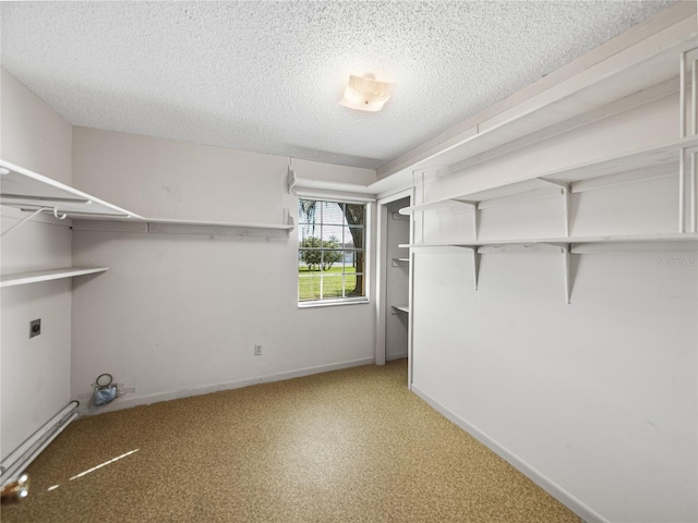 walk in closet featuring carpet floors