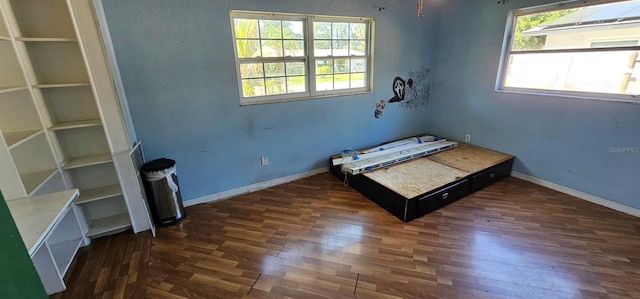 unfurnished bedroom with baseboards and wood finished floors