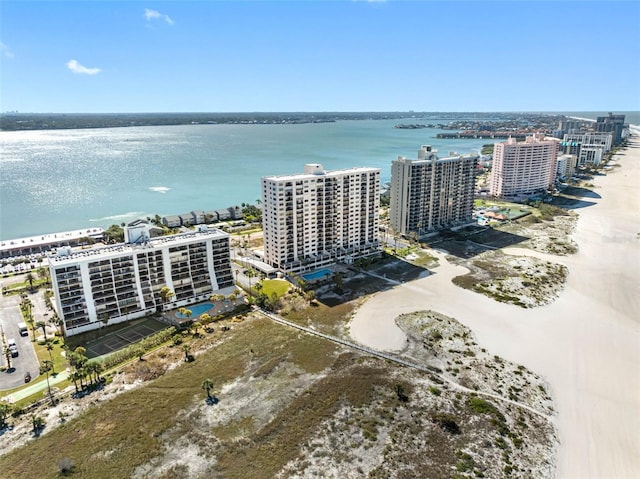 bird's eye view with a water view and a city view