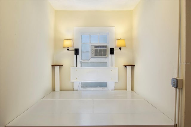 unfurnished living room with cooling unit