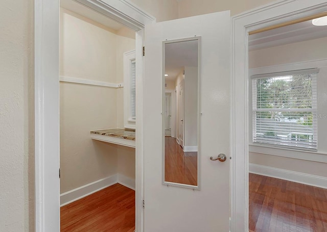 interior space with wood finished floors
