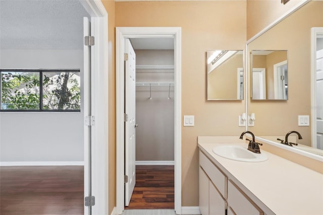 14048 Bruni Dr, Spring Hill, FL 34609 - bathroom featuring wood finished floors and vanity