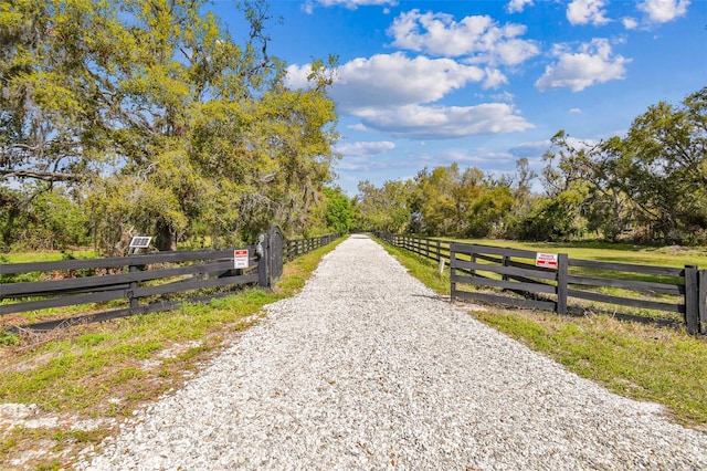 view of road featuring a rural view