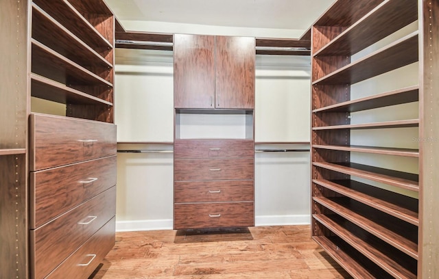 spacious closet with light wood-style flooring