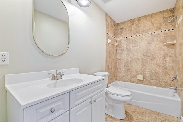 full bathroom with shower / bathtub combination, toilet, and vanity