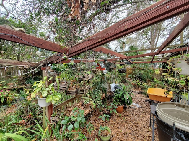 view of yard with a pergola