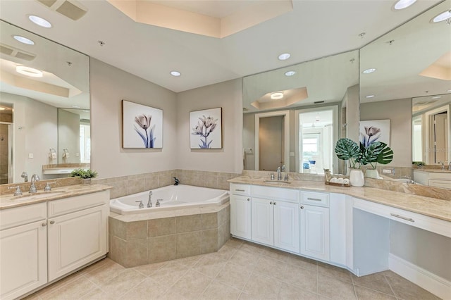 full bath featuring visible vents, tile patterned flooring, a sink, and a bath