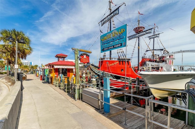 exterior space featuring a boat dock