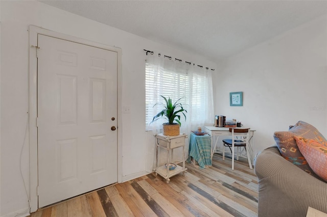 foyer entrance featuring light wood-style flooring