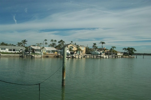 water view with a boat dock