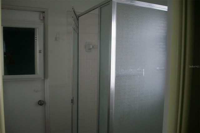 interior details featuring a shower stall