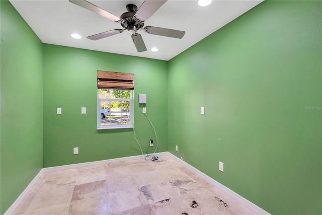 clothes washing area with recessed lighting and baseboards