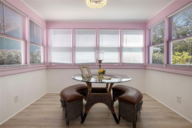 dining room featuring light wood-style floors and a healthy amount of sunlight