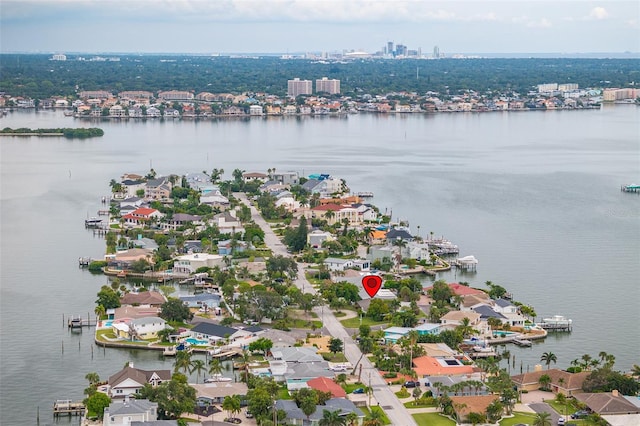 bird's eye view featuring a water view