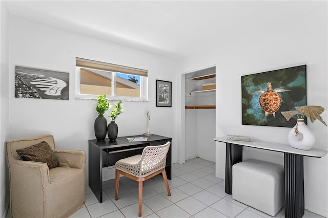 home office featuring light tile patterned floors