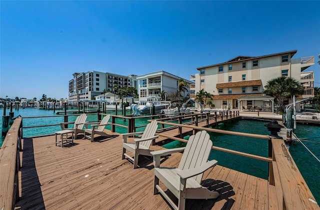 view of dock featuring a water view