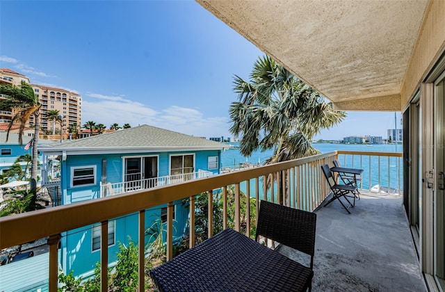 balcony with a water view