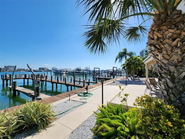 dock area featuring a water view