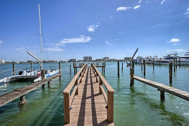 dock area featuring a water view