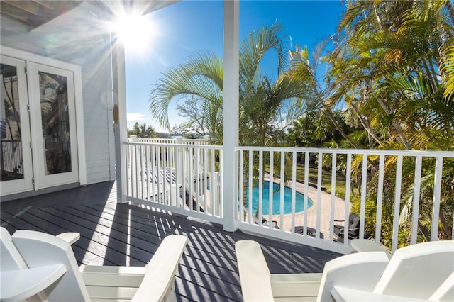 wooden deck with french doors