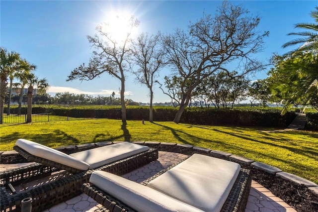 view of patio featuring fence