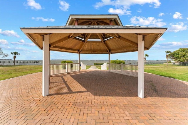 view of patio / terrace featuring a gazebo