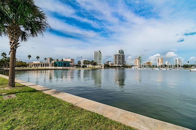 property view of water featuring a view of city