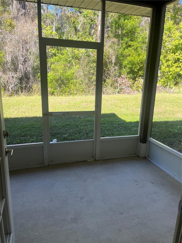 view of unfurnished sunroom