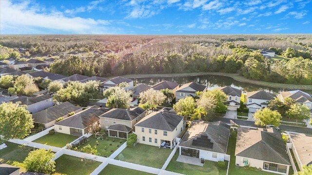 aerial view with a residential view and a forest view