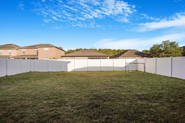 view of yard with a fenced backyard